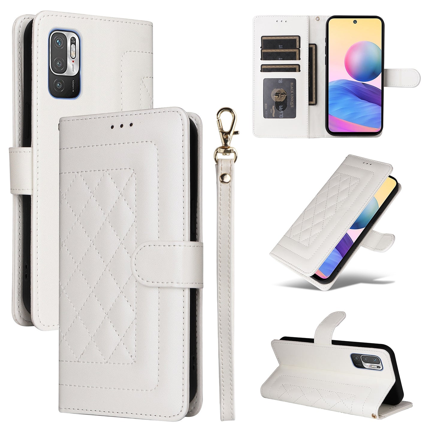 Xiaomi Redmi Note 10 5G Diamond Lattice Leather Flip Phone Case - Durable and Convenient Holder with Precision Cutouts