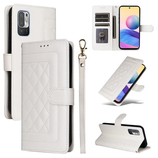 Xiaomi Redmi Note 10 5G Diamond Lattice Leather Flip Phone Case - Durable and Convenient Holder with Precision Cutouts