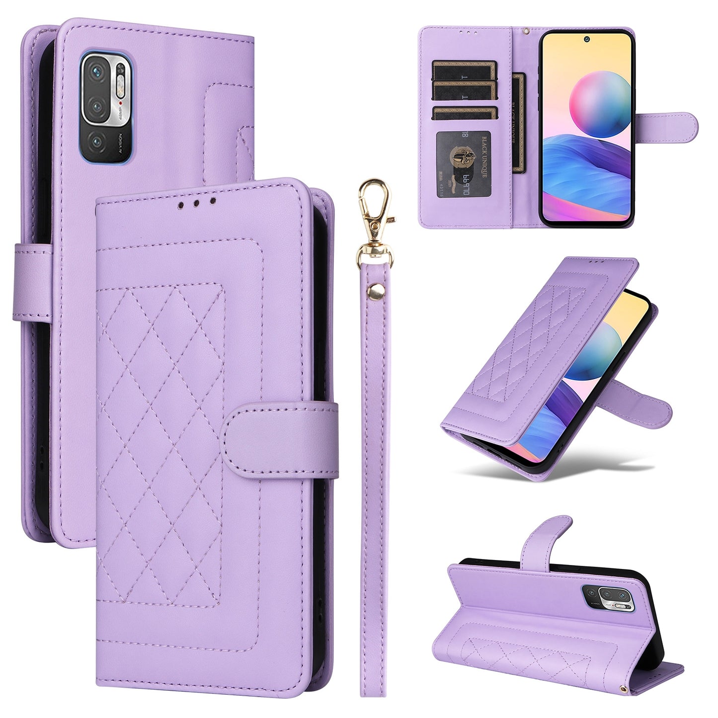 Xiaomi Redmi Note 10 5G Diamond Lattice Leather Flip Phone Case - Durable and Convenient Holder with Precision Cutouts