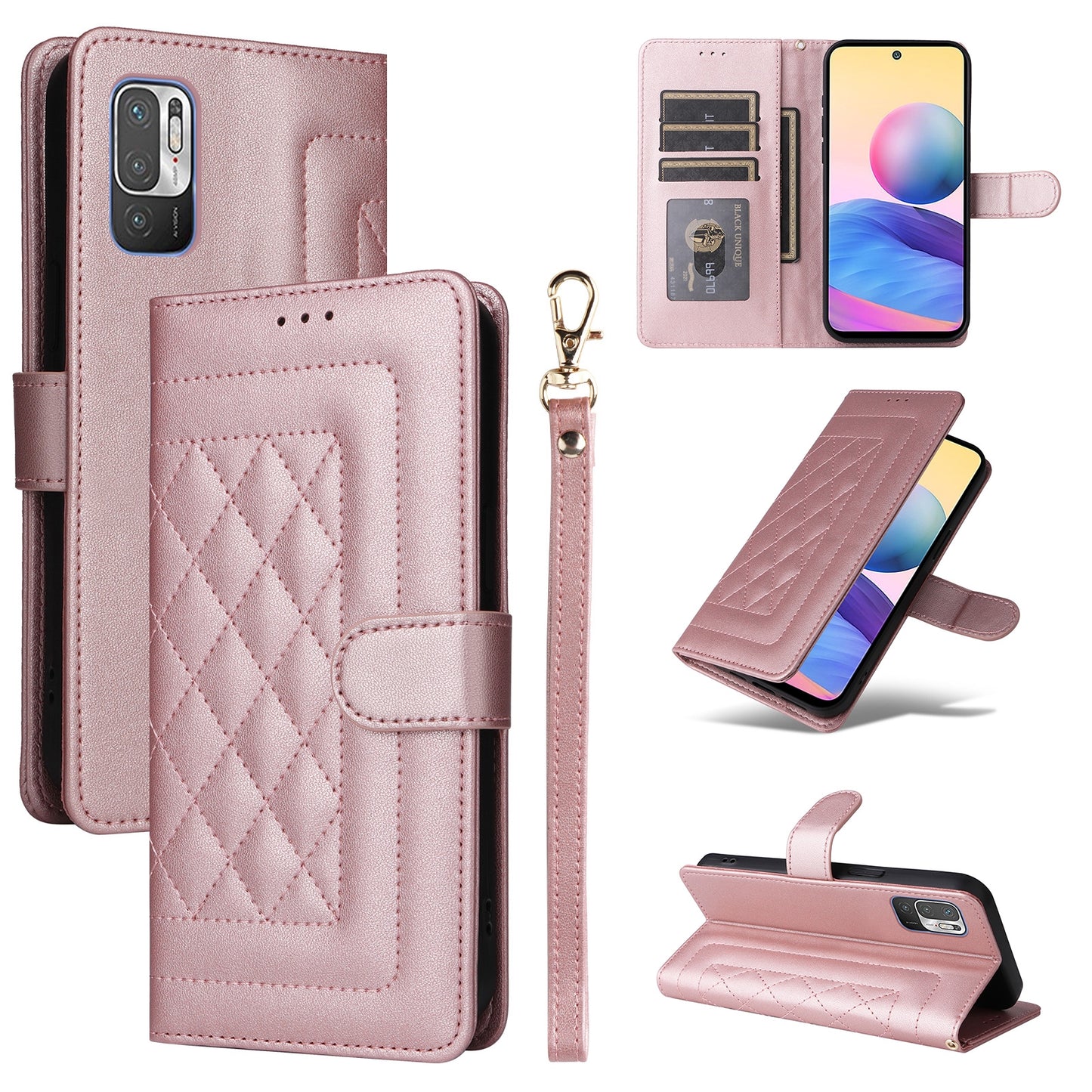 Xiaomi Redmi Note 10 5G Diamond Lattice Leather Flip Phone Case - Durable and Convenient Holder with Precision Cutouts