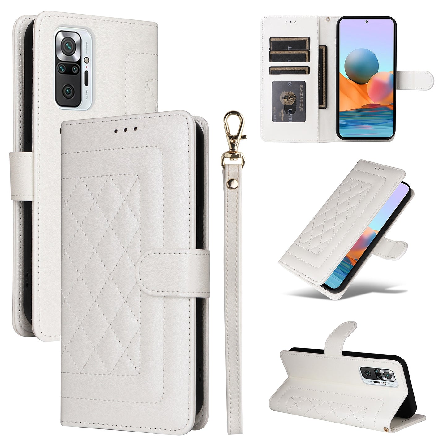 Xiaomi Redmi Note 10 Pro Diamond Lattice Leather Flip Phone Case - Durable and Convenient Holder with Precision Cutouts
