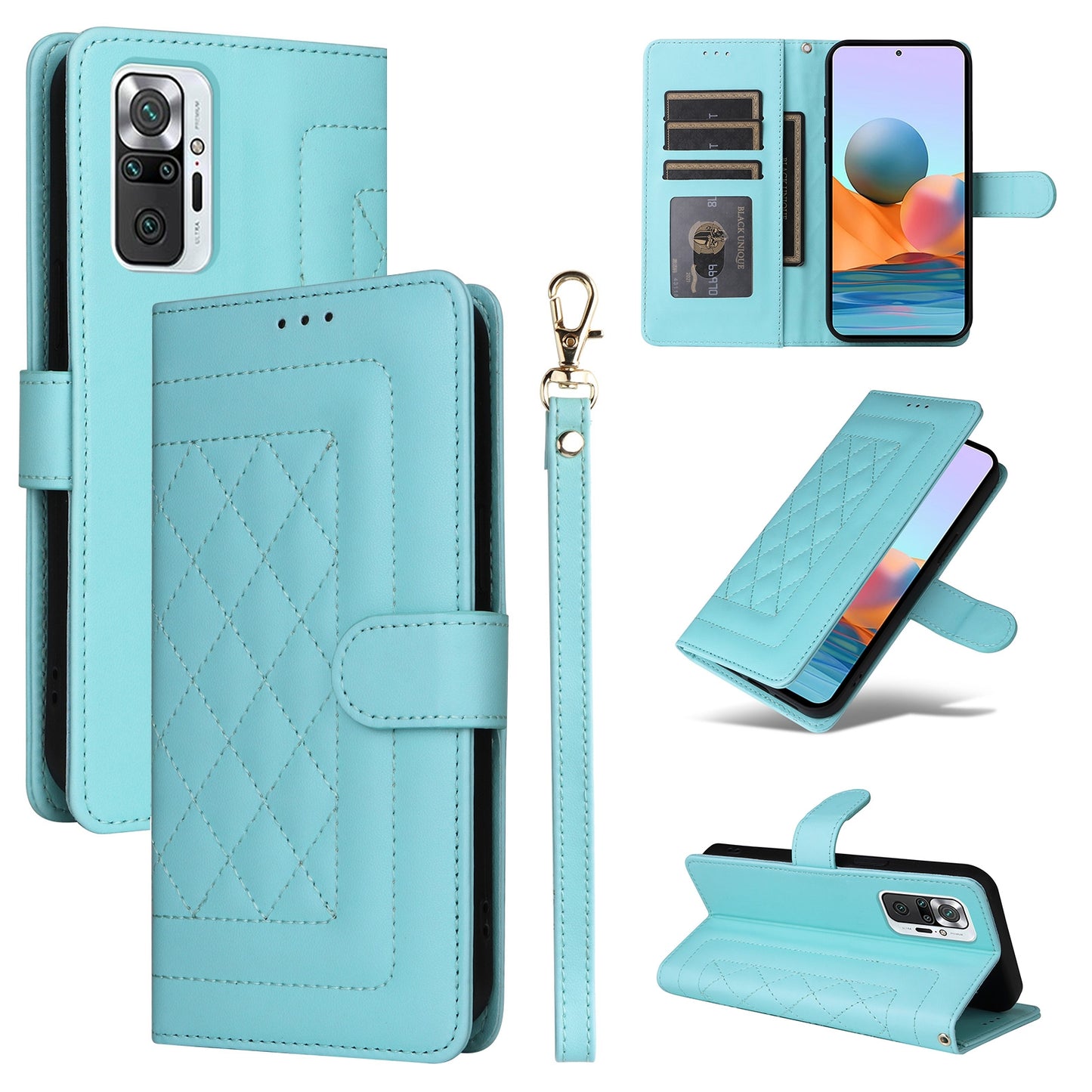 Xiaomi Redmi Note 10 Pro Diamond Lattice Leather Flip Phone Case - Durable and Convenient Holder with Precision Cutouts