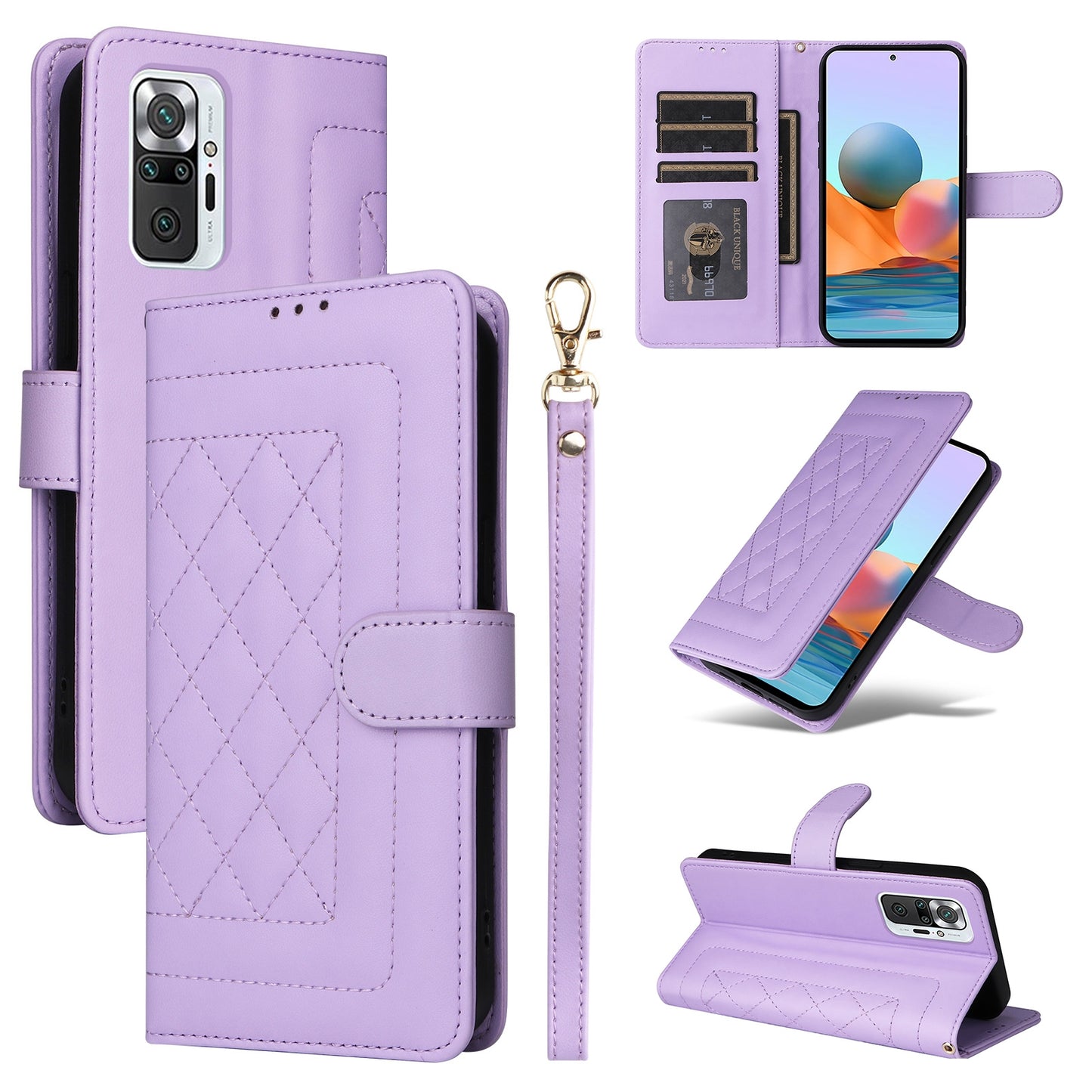 Xiaomi Redmi Note 10 Pro Diamond Lattice Leather Flip Phone Case - Durable and Convenient Holder with Precision Cutouts