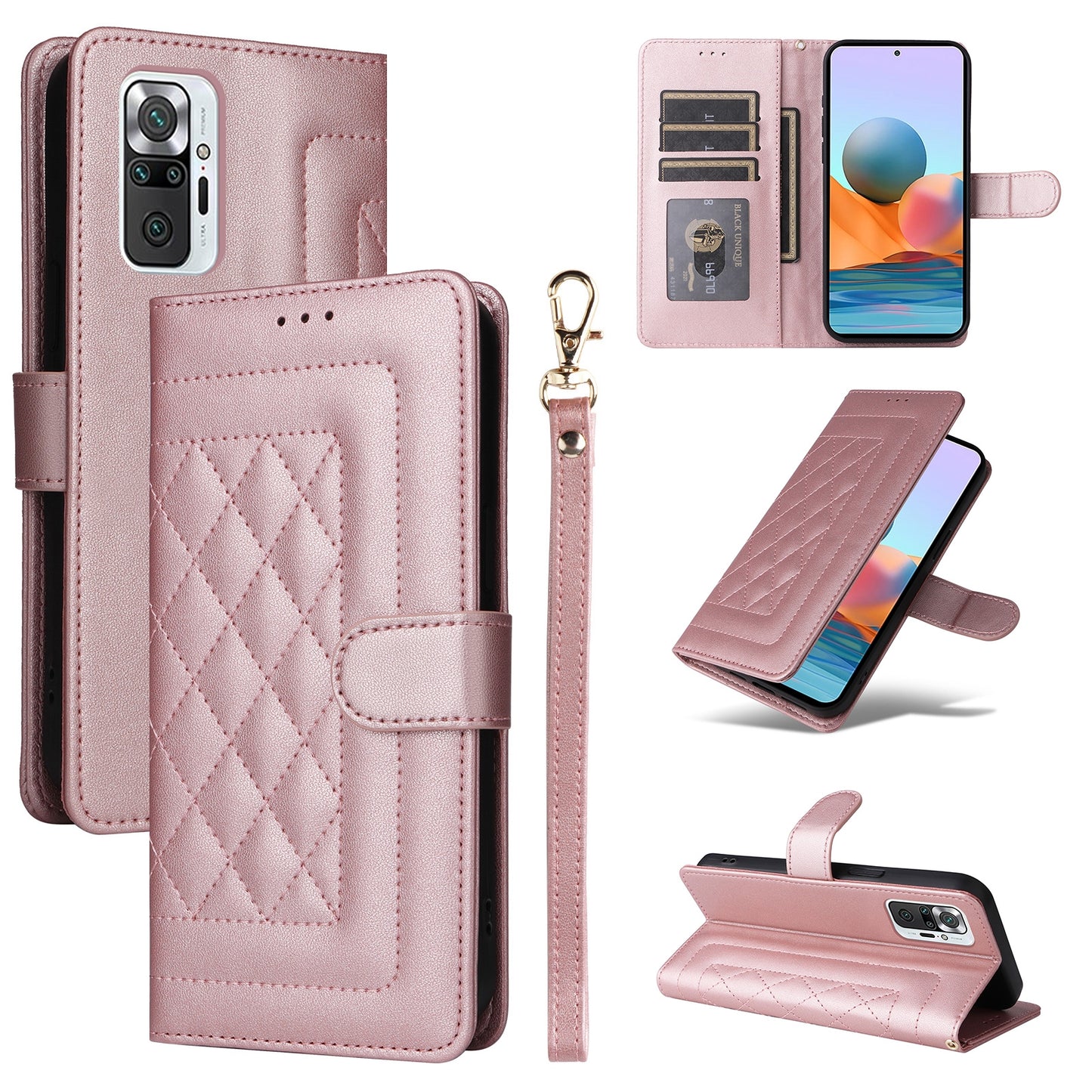 Xiaomi Redmi Note 10 Pro Diamond Lattice Leather Flip Phone Case - Durable and Convenient Holder with Precision Cutouts