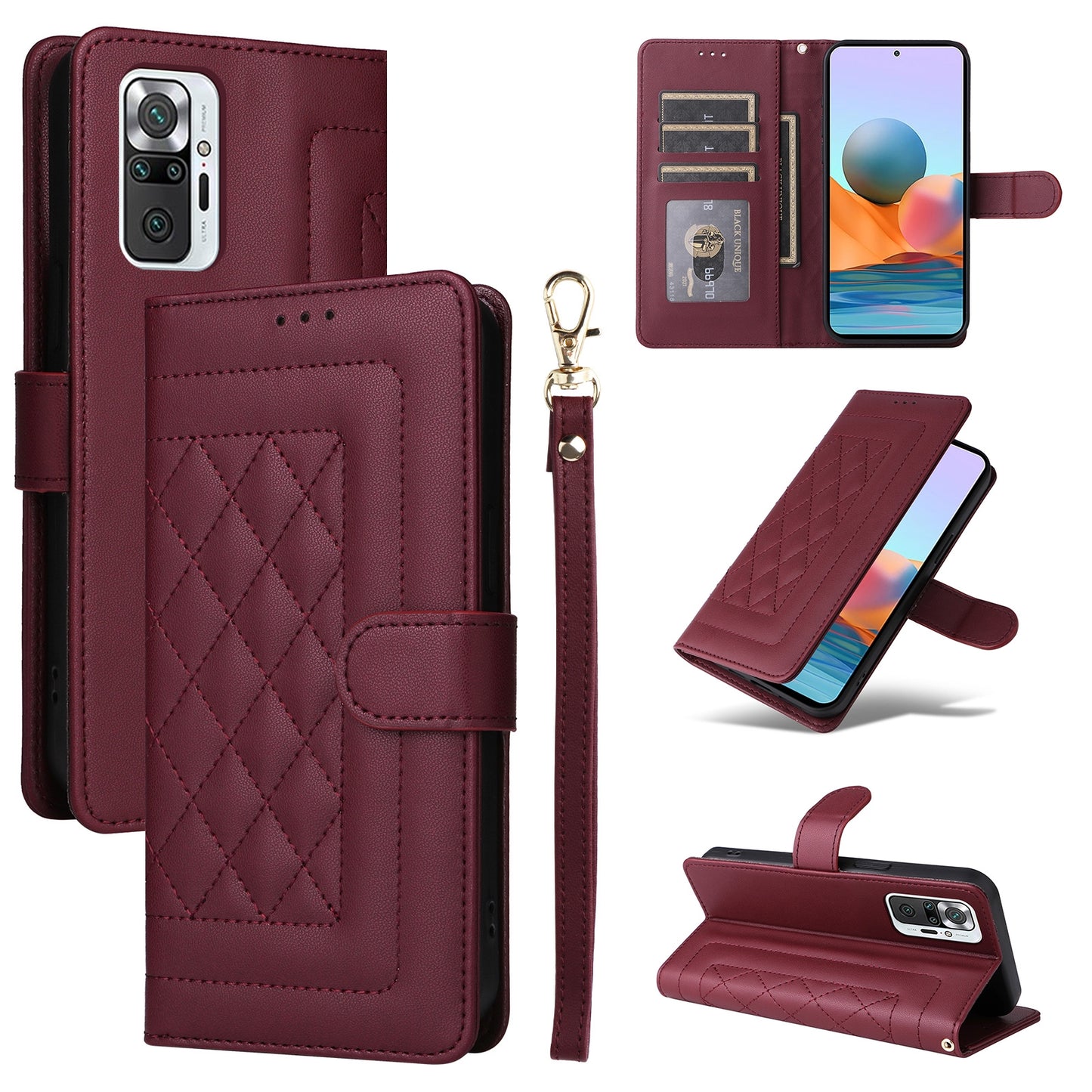 Xiaomi Redmi Note 10 Pro Diamond Lattice Leather Flip Phone Case - Durable and Convenient Holder with Precision Cutouts