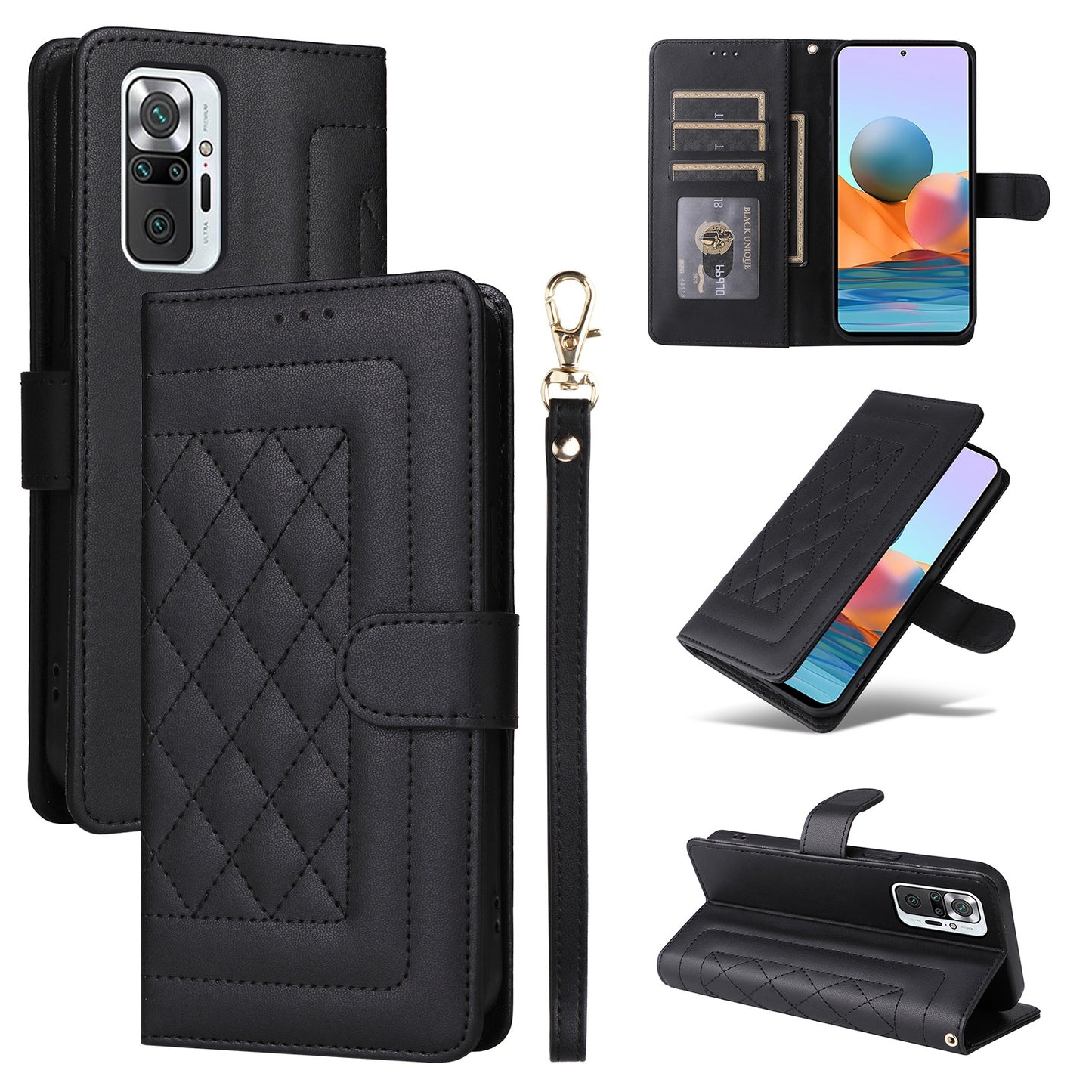Xiaomi Redmi Note 10 Pro Diamond Lattice Leather Flip Phone Case - Durable and Convenient Holder with Precision Cutouts