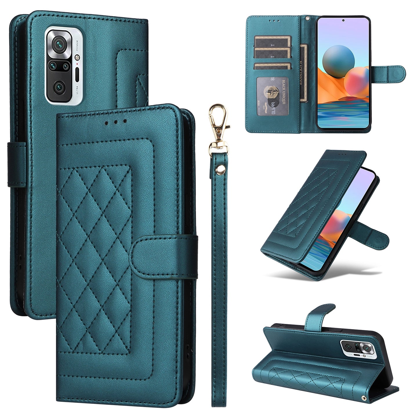 Xiaomi Redmi Note 10 Pro Diamond Lattice Leather Flip Phone Case - Durable and Convenient Holder with Precision Cutouts