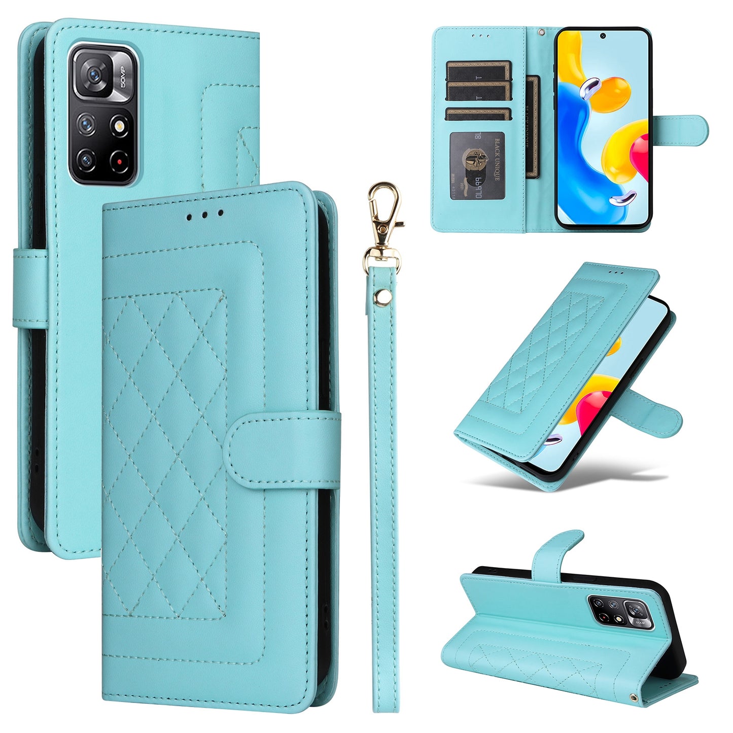 Xiaomi Redmi Note 11 5G Diamond Lattice Leather Flip Phone Case - Durable and Convenient Holder with Precision Cutouts