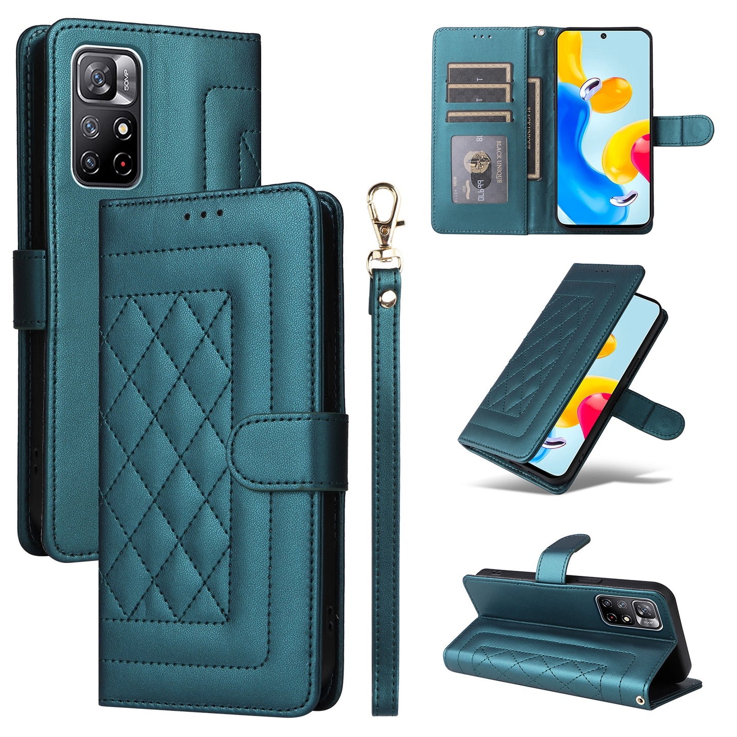 Xiaomi Redmi Note 11 5G Diamond Lattice Leather Flip Phone Case - Durable and Convenient Holder with Precision Cutouts
