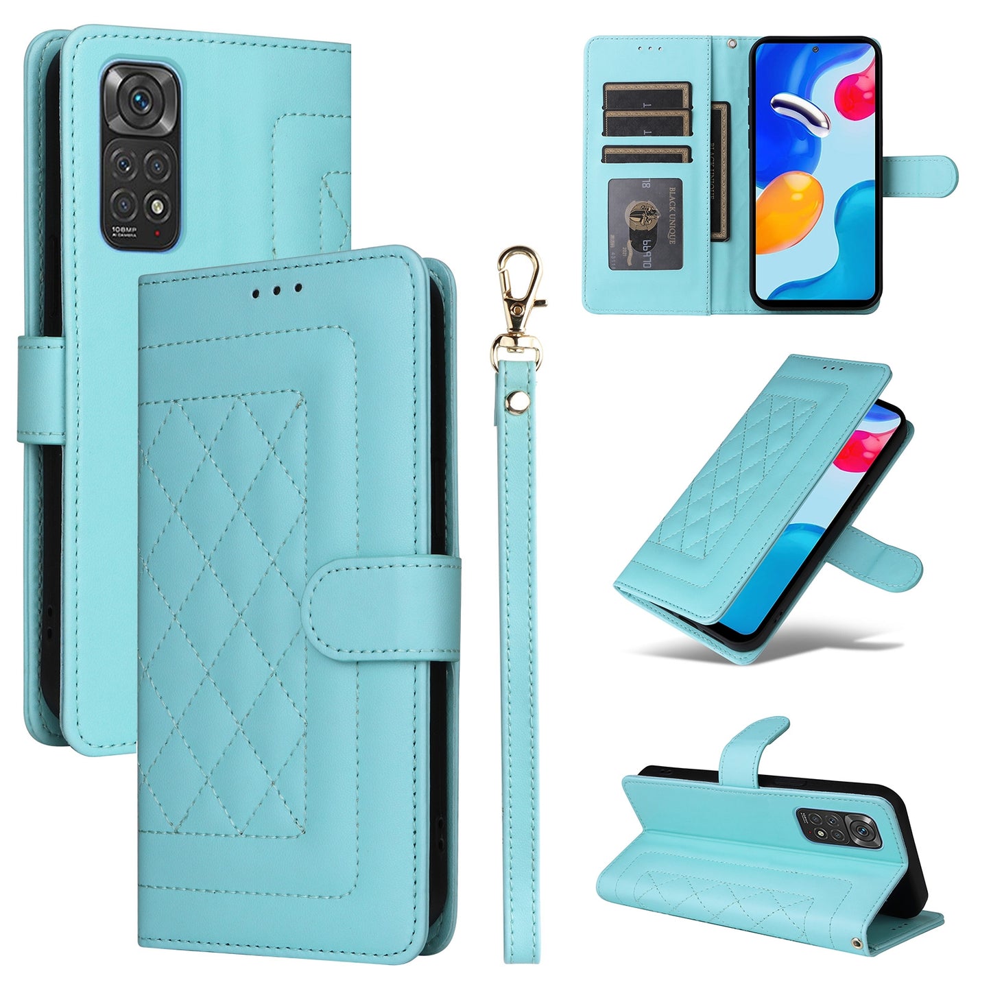 Xiaomi Redmi Note 11s / 12s Diamond Lattice Leather Flip Phone Case - Durable and Convenient Holder with Precision Cutouts
