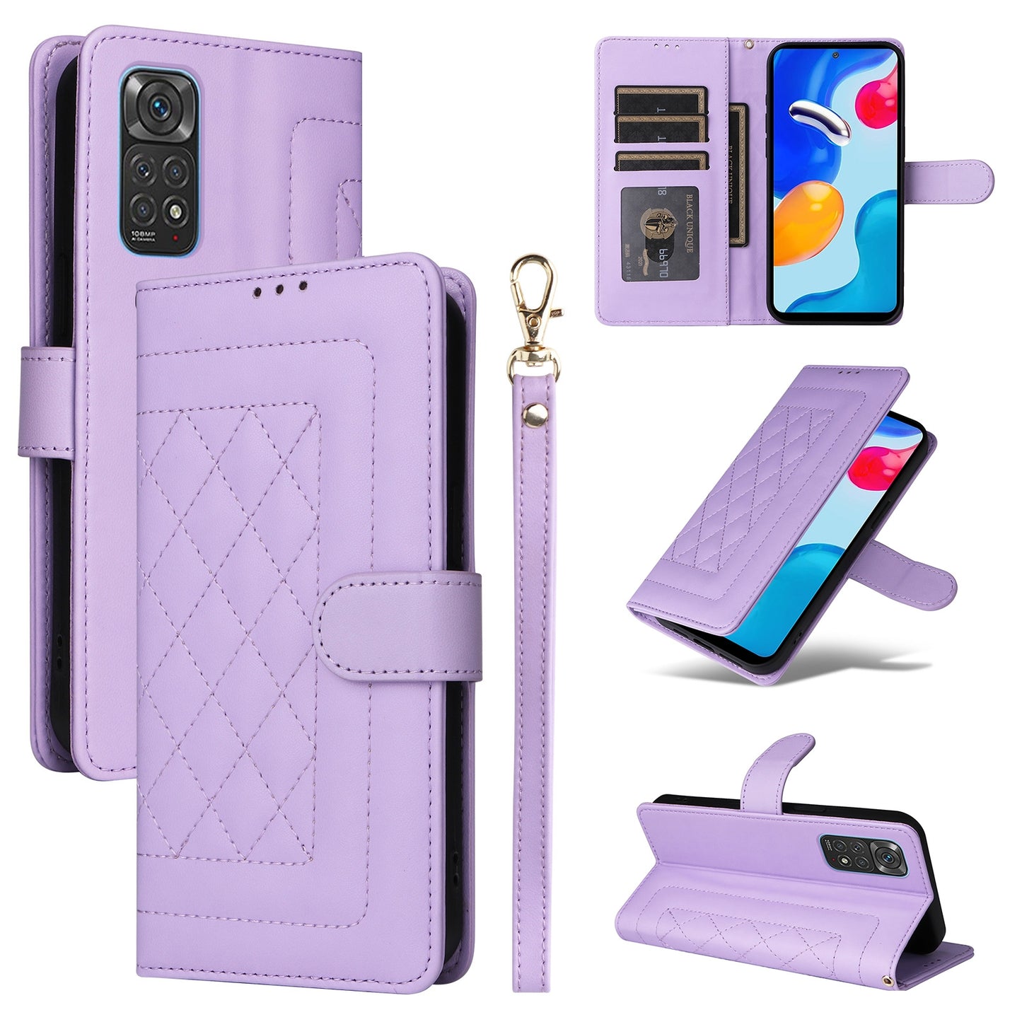 Xiaomi Redmi Note 11s / 12s Diamond Lattice Leather Flip Phone Case - Durable and Convenient Holder with Precision Cutouts
