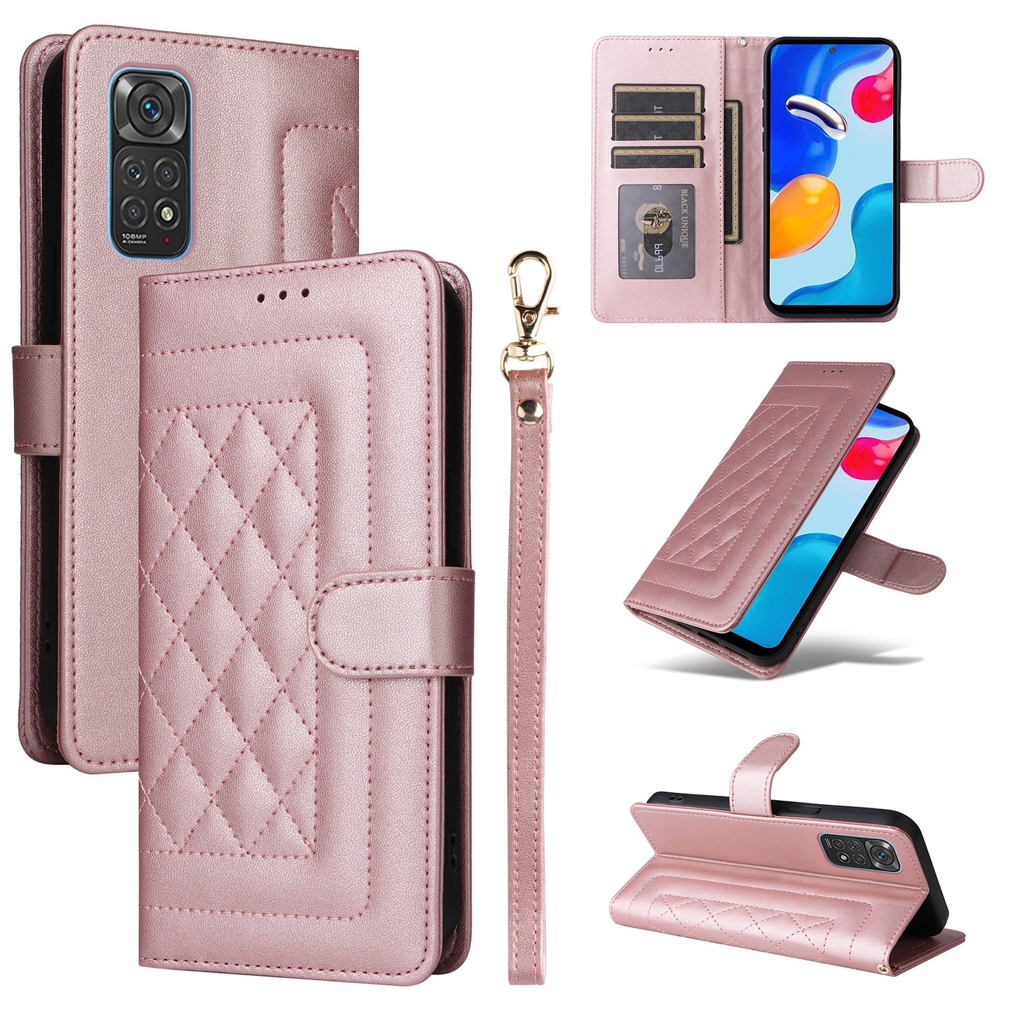 Xiaomi Redmi Note 11s / 12s Diamond Lattice Leather Flip Phone Case - Durable and Convenient Holder with Precision Cutouts