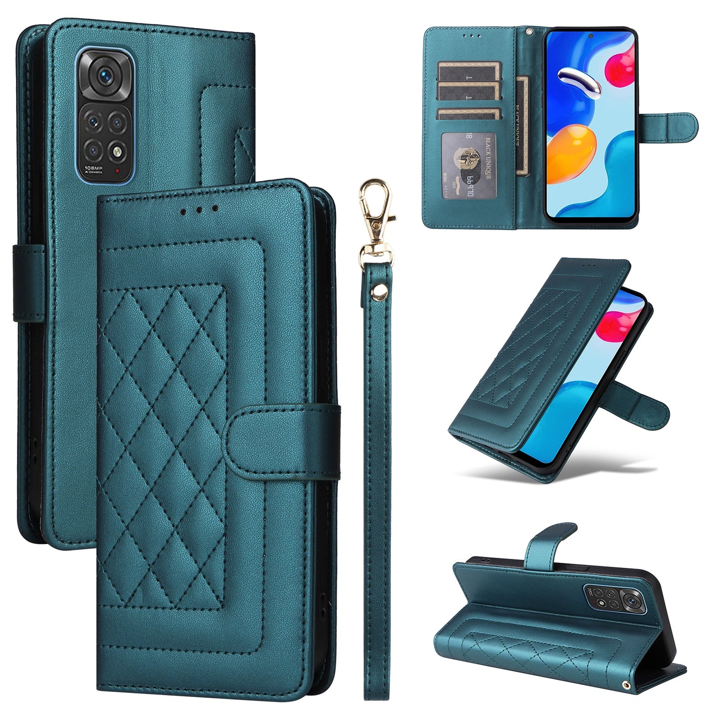 Xiaomi Redmi Note 11s / 12s Diamond Lattice Leather Flip Phone Case - Durable and Convenient Holder with Precision Cutouts