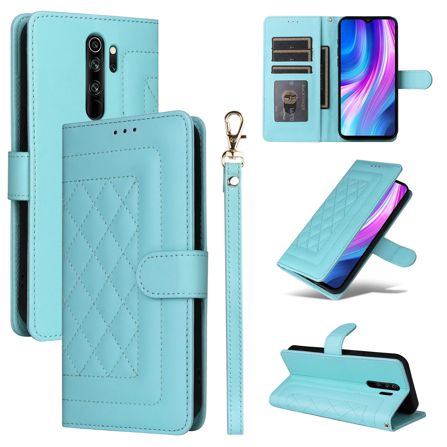 Xiaomi Redmi Note 8 Pro Diamond Lattice Leather Flip Phone Case - Durable and Convenient Holder with Precision Cutouts