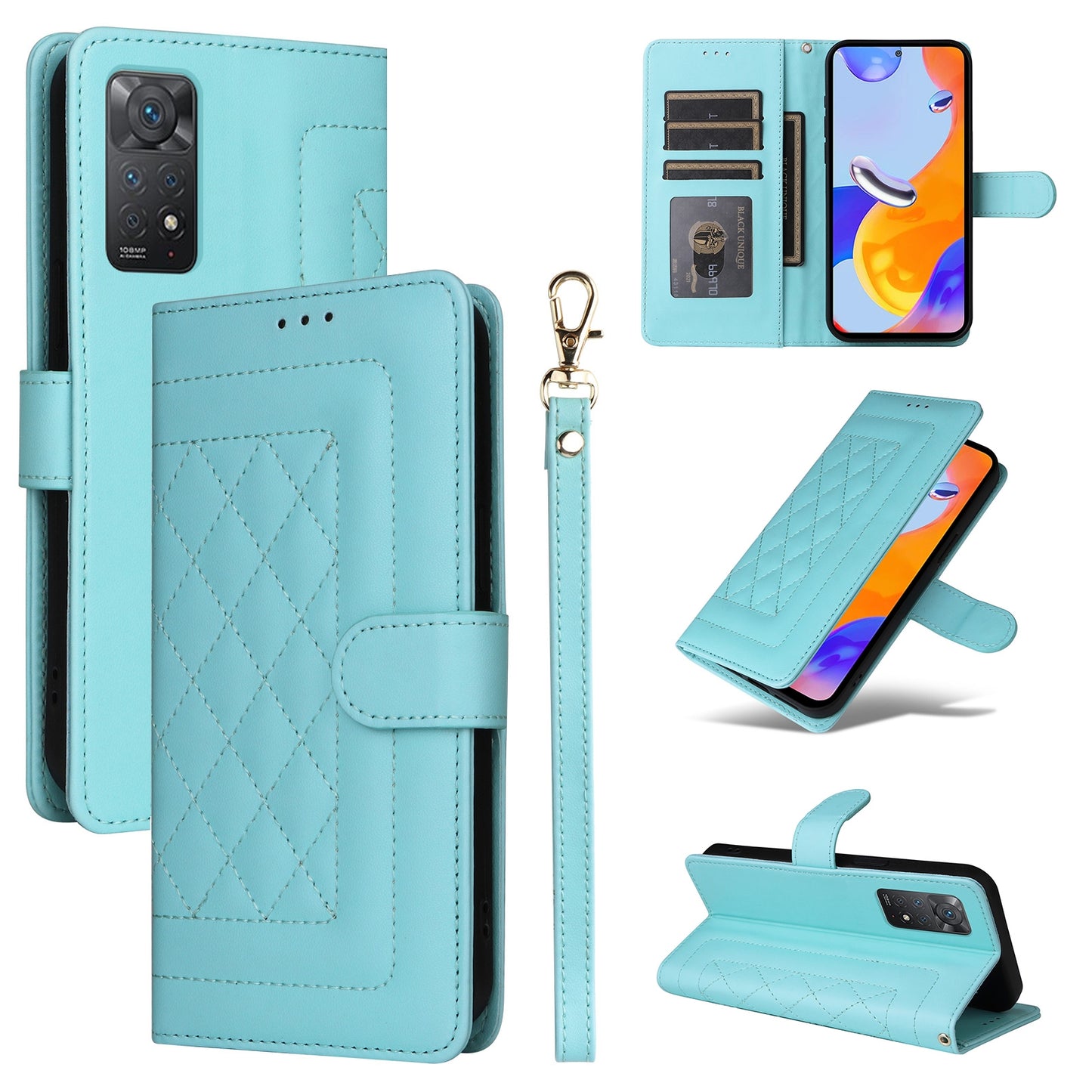 Xiaomi Redmi Note 11 Pro Global Diamond Lattice Leather Flip Phone Case - Durable and Convenient Holder with Precision Cutouts