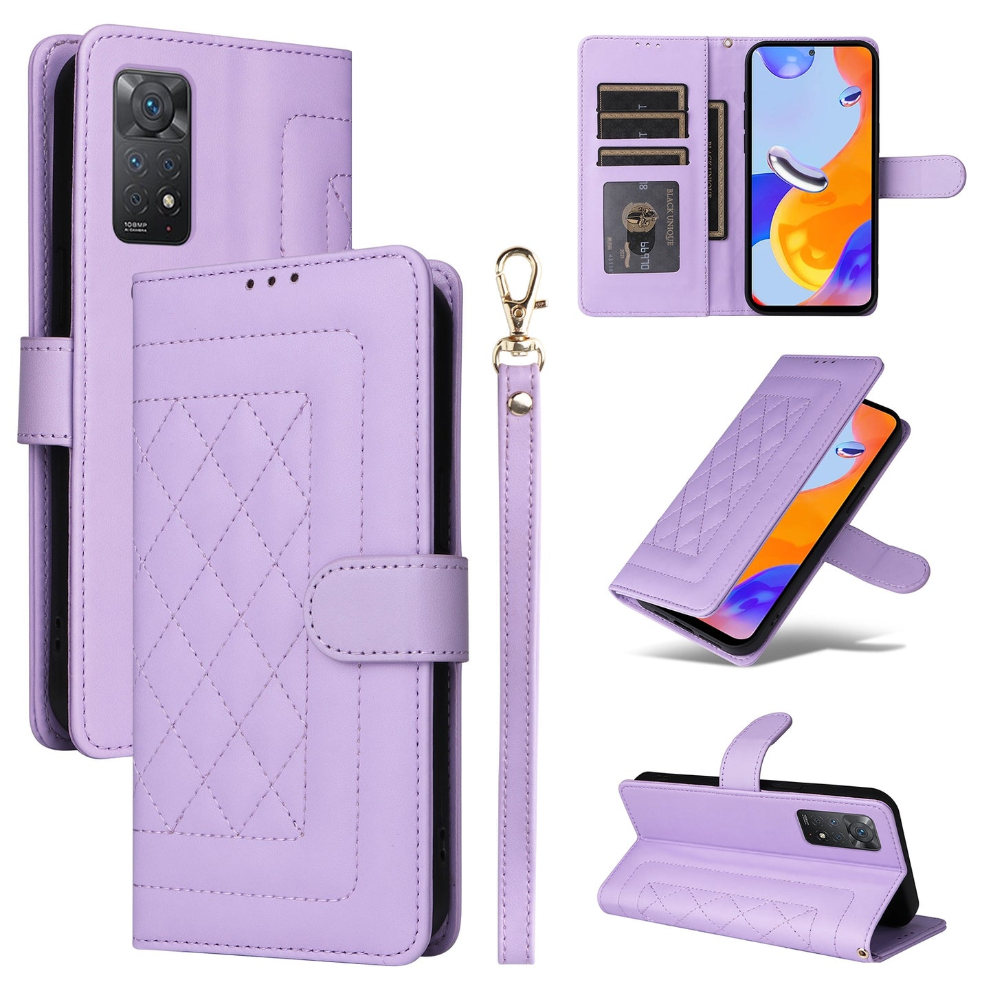 Xiaomi Redmi Note 11 Pro Global Diamond Lattice Leather Flip Phone Case - Durable and Convenient Holder with Precision Cutouts