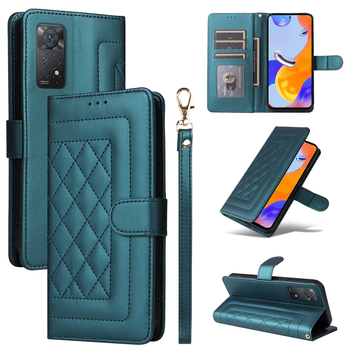 Xiaomi Redmi Note 11 Pro Global Diamond Lattice Leather Flip Phone Case - Durable and Convenient Holder with Precision Cutouts