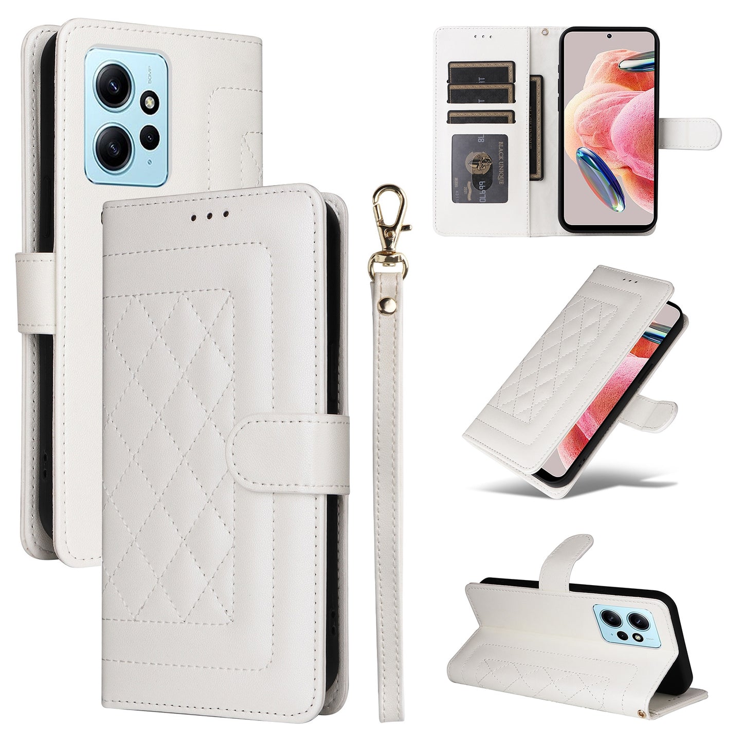 Xiaomi Redmi Note 12 4G Diamond Lattice Leather Flip Phone Case - Durable and Convenient Holder with Precision Cutouts