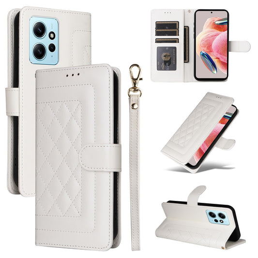 Xiaomi Redmi Note 12 4G Diamond Lattice Leather Flip Phone Case - Durable and Convenient Holder with Precision Cutouts