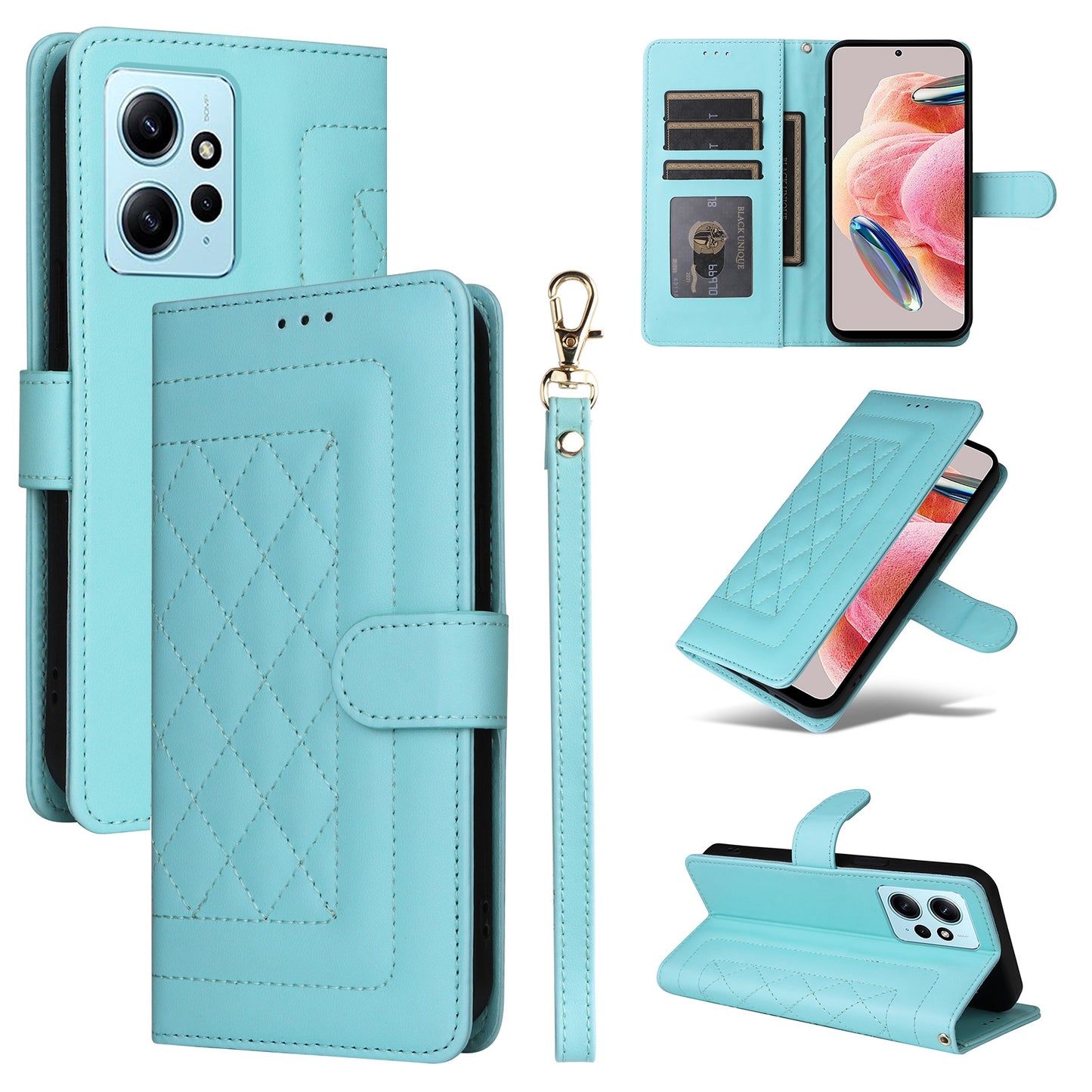 Xiaomi Redmi Note 12 4G Diamond Lattice Leather Flip Phone Case - Durable and Convenient Holder with Precision Cutouts