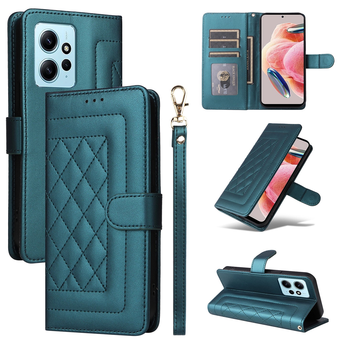 Xiaomi Redmi Note 12 4G Diamond Lattice Leather Flip Phone Case - Durable and Convenient Holder with Precision Cutouts