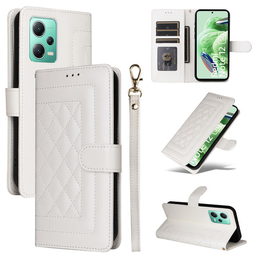 Xiaomi Redmi Note 12 5G / Poco X5 Diamond Lattice Leather Flip Phone Case - Durable and Convenient Holder with Precision Cutouts