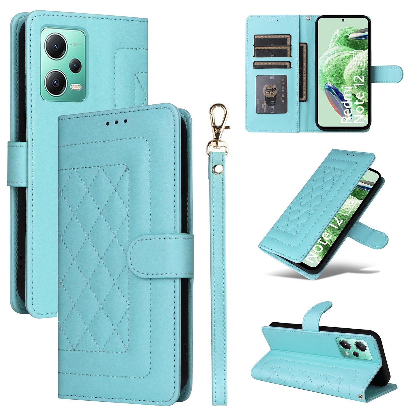 Xiaomi Redmi Note 12 5G / Poco X5 Diamond Lattice Leather Flip Phone Case - Durable and Convenient Holder with Precision Cutouts