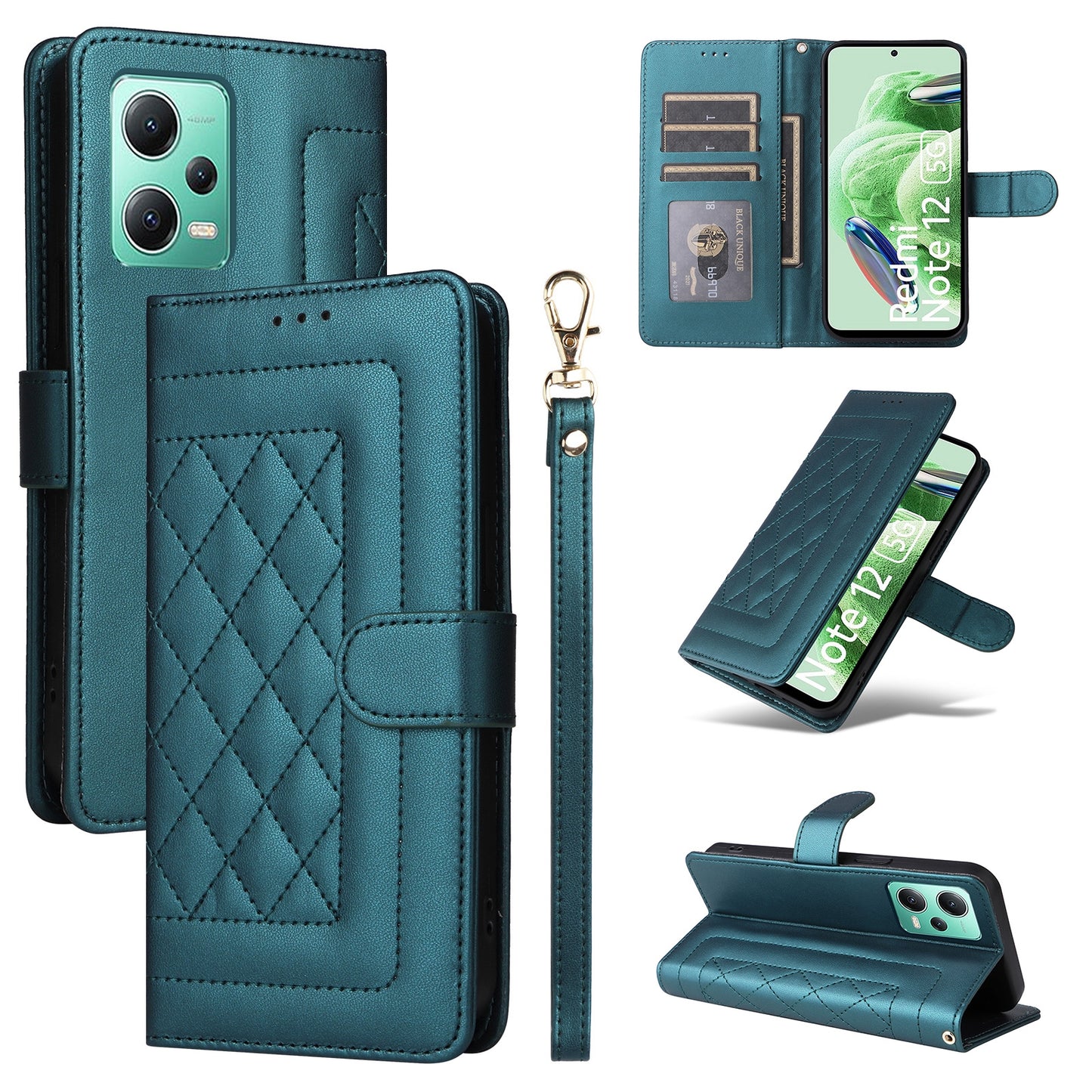 Xiaomi Redmi Note 12 5G / Poco X5 Diamond Lattice Leather Flip Phone Case - Durable and Convenient Holder with Precision Cutouts