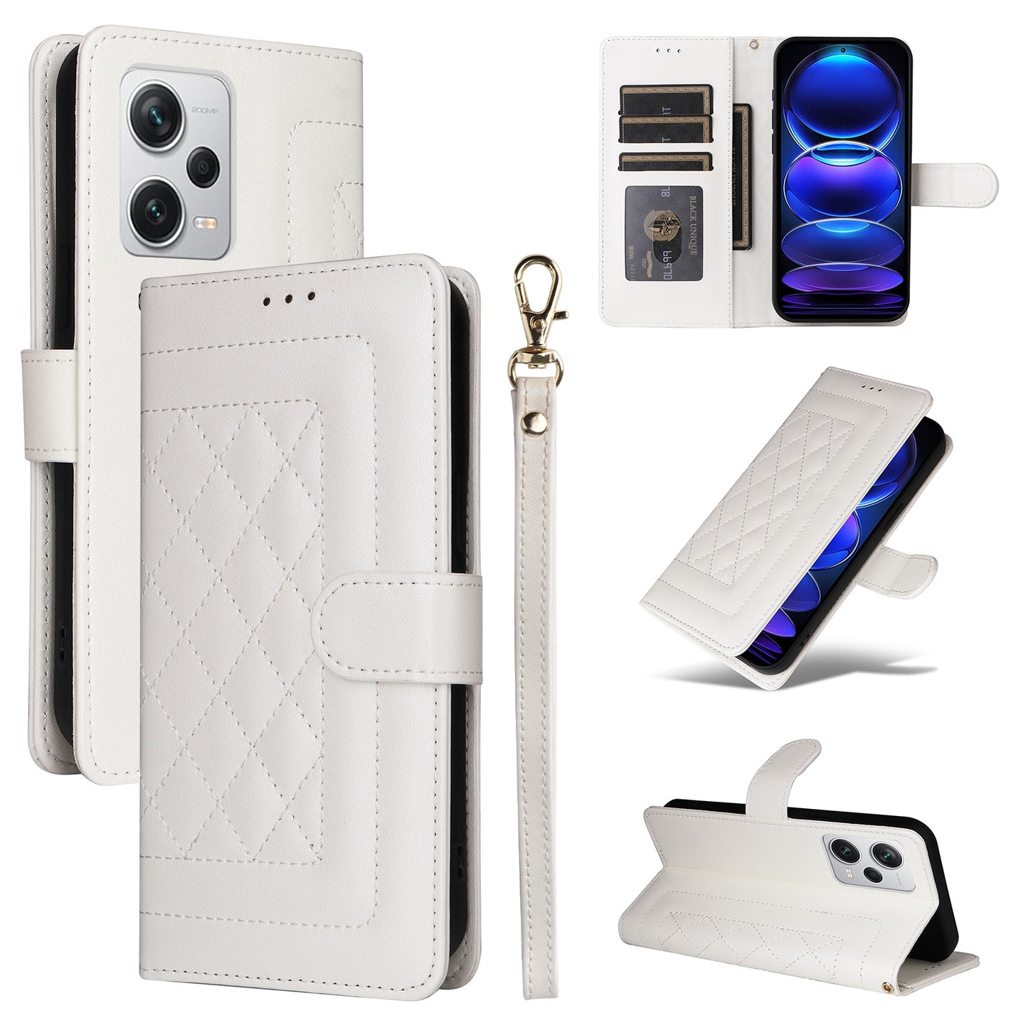 Xiaomi Redmi Note 12 Pro+ Diamond Lattice Leather Flip Phone Case - Durable and Convenient Holder with Precision Cutouts