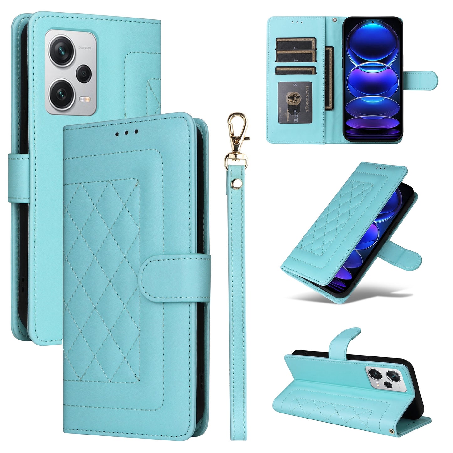 Xiaomi Redmi Note 12 Pro+ Diamond Lattice Leather Flip Phone Case - Durable and Convenient Holder with Precision Cutouts