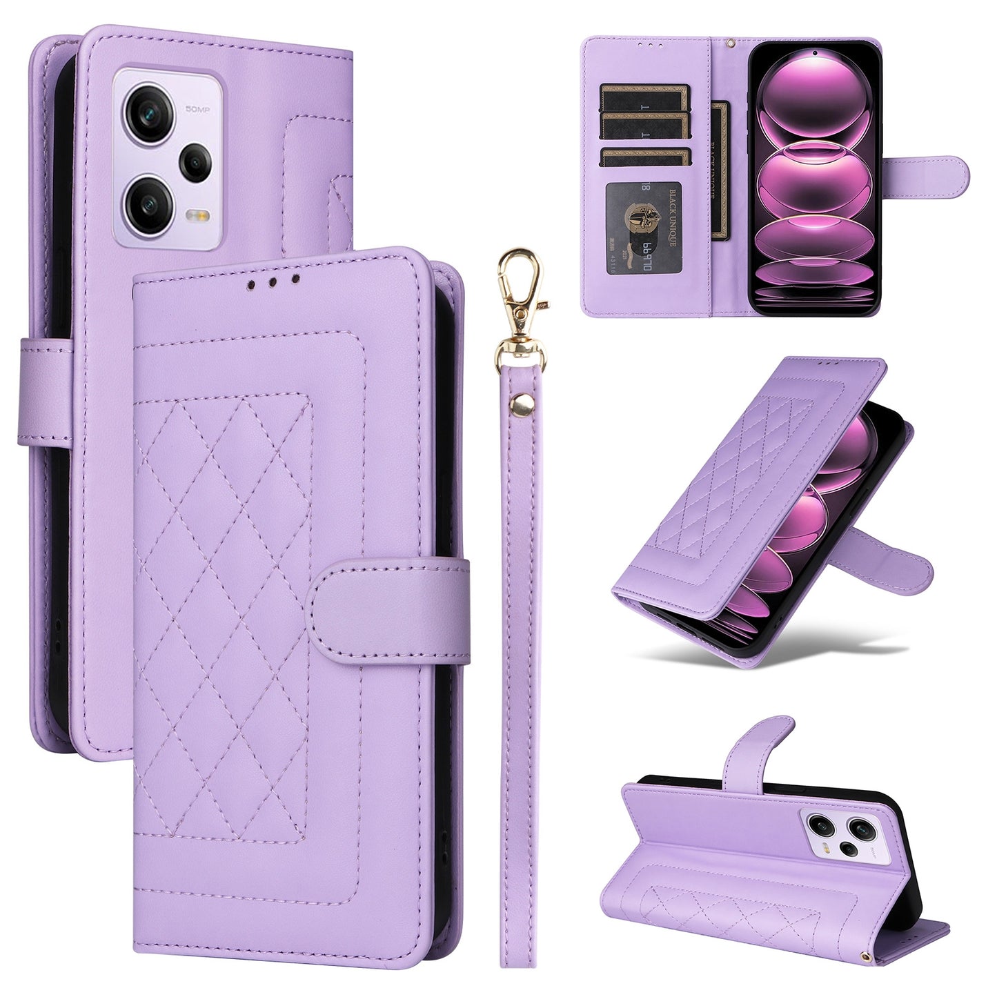 Xiaomi Redmi Note 12 Pro+ Diamond Lattice Leather Flip Phone Case - Durable and Convenient Holder with Precision Cutouts