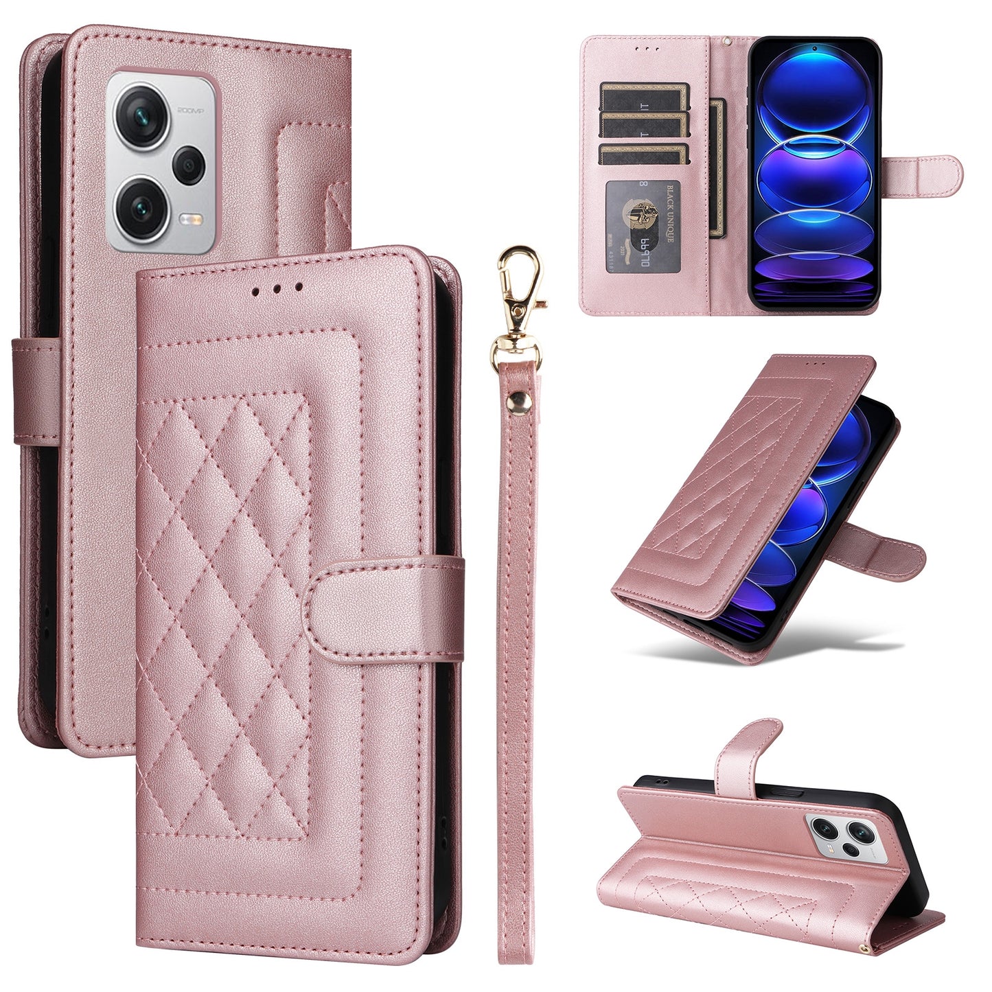 Xiaomi Redmi Note 12 Pro+ Diamond Lattice Leather Flip Phone Case - Durable and Convenient Holder with Precision Cutouts