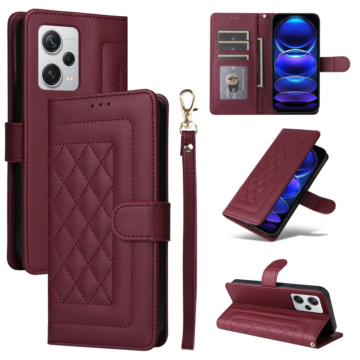 Xiaomi Redmi Note 12 Pro+ Diamond Lattice Leather Flip Phone Case - Durable and Convenient Holder with Precision Cutouts