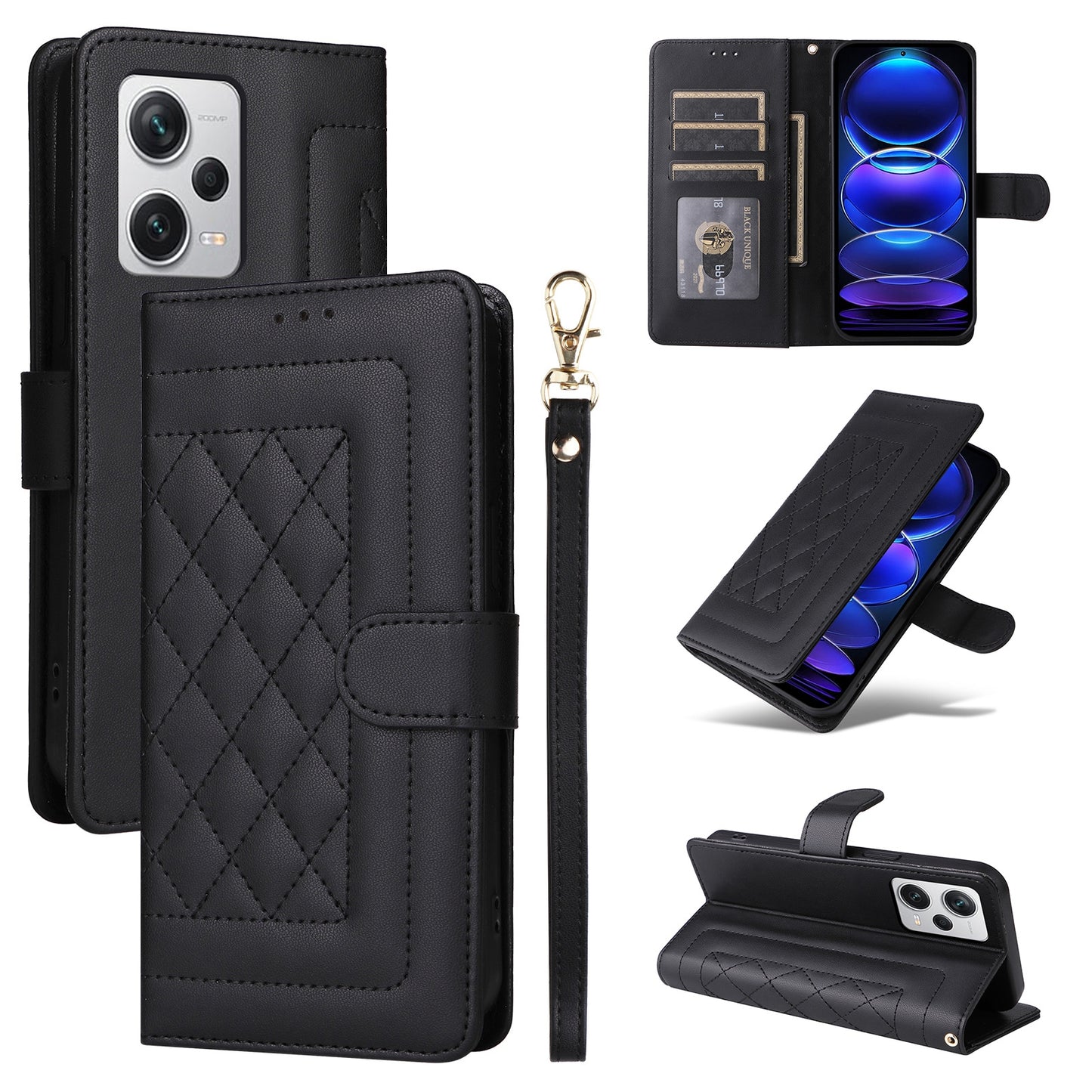 Xiaomi Redmi Note 12 Pro+ Diamond Lattice Leather Flip Phone Case - Durable and Convenient Holder with Precision Cutouts