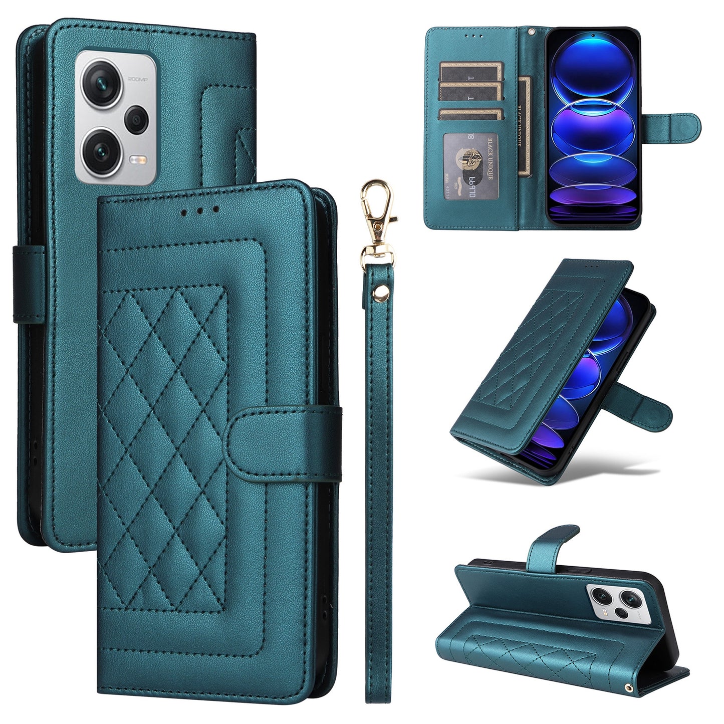 Xiaomi Redmi Note 12 Pro+ Diamond Lattice Leather Flip Phone Case - Durable and Convenient Holder with Precision Cutouts