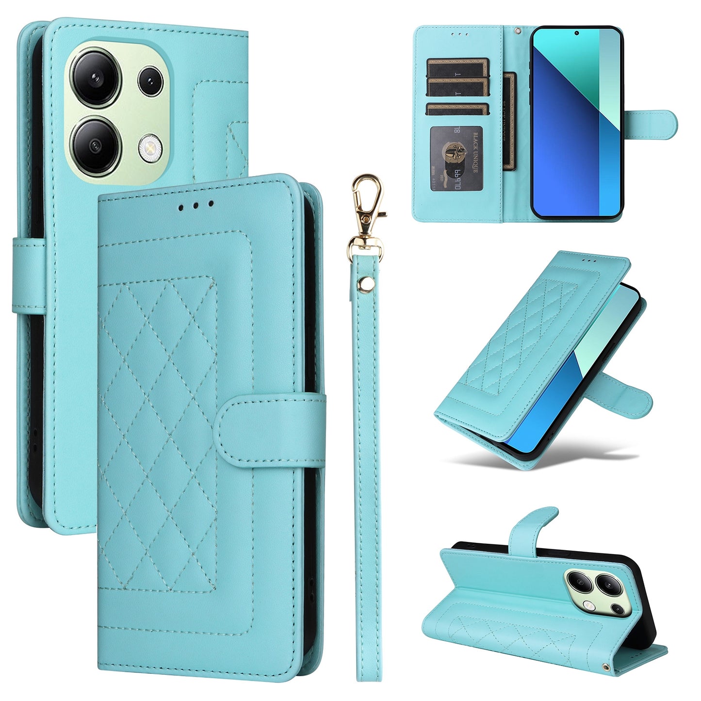 Xiaomi Redmi Note 13 4G Diamond Lattice Leather Flip Phone Case - Durable and Convenient Holder with Precision Cutouts