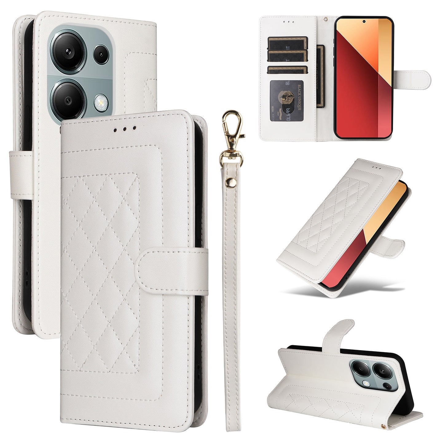 Xiaomi Redmi Note 13 Pro 4G Diamond Lattice Leather Flip Phone Case - Durable and Convenient Holder with Precision Cutouts
