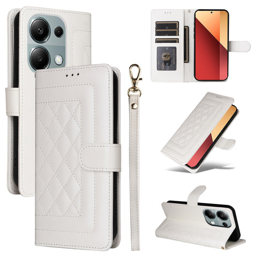 Xiaomi Redmi Note 13 Pro 4G Diamond Lattice Leather Flip Phone Case - Durable and Convenient Holder with Precision Cutouts