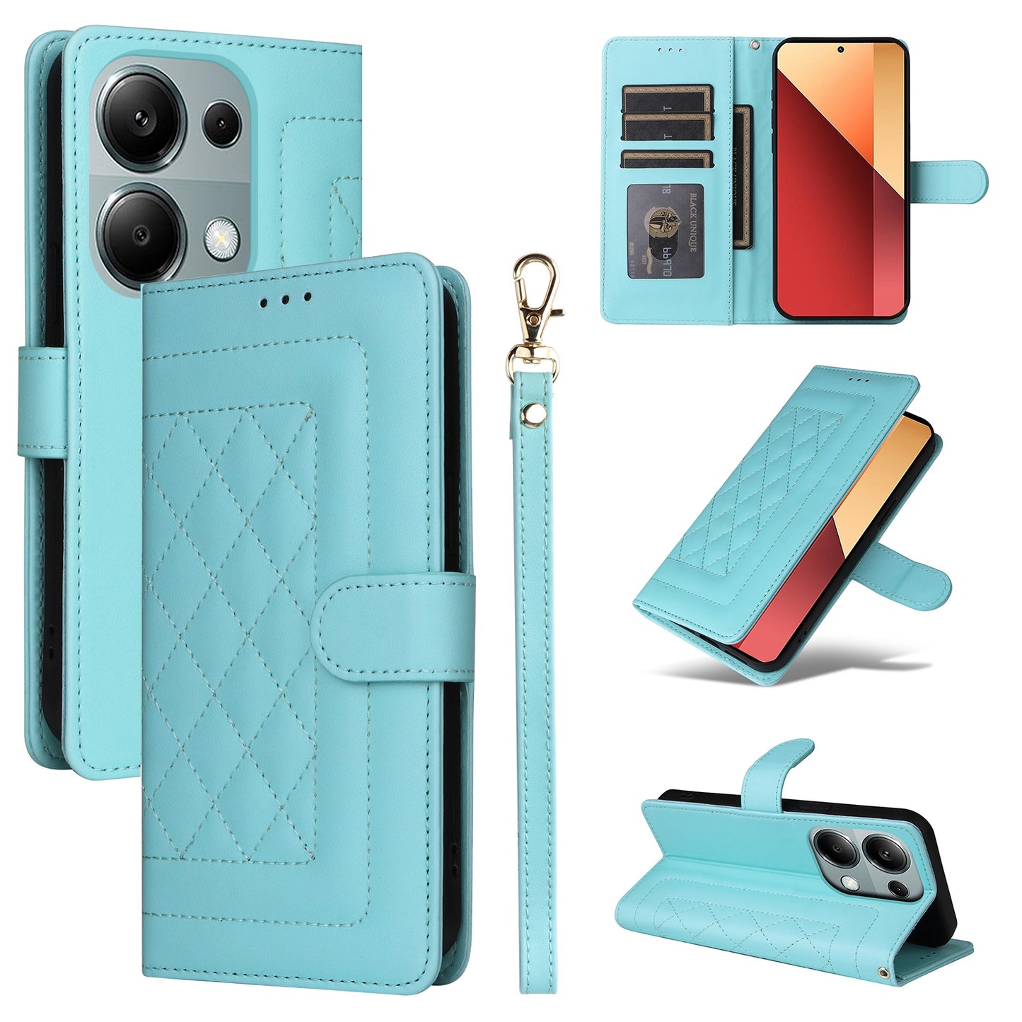 Xiaomi Redmi Note 13 Pro 4G Diamond Lattice Leather Flip Phone Case - Durable and Convenient Holder with Precision Cutouts