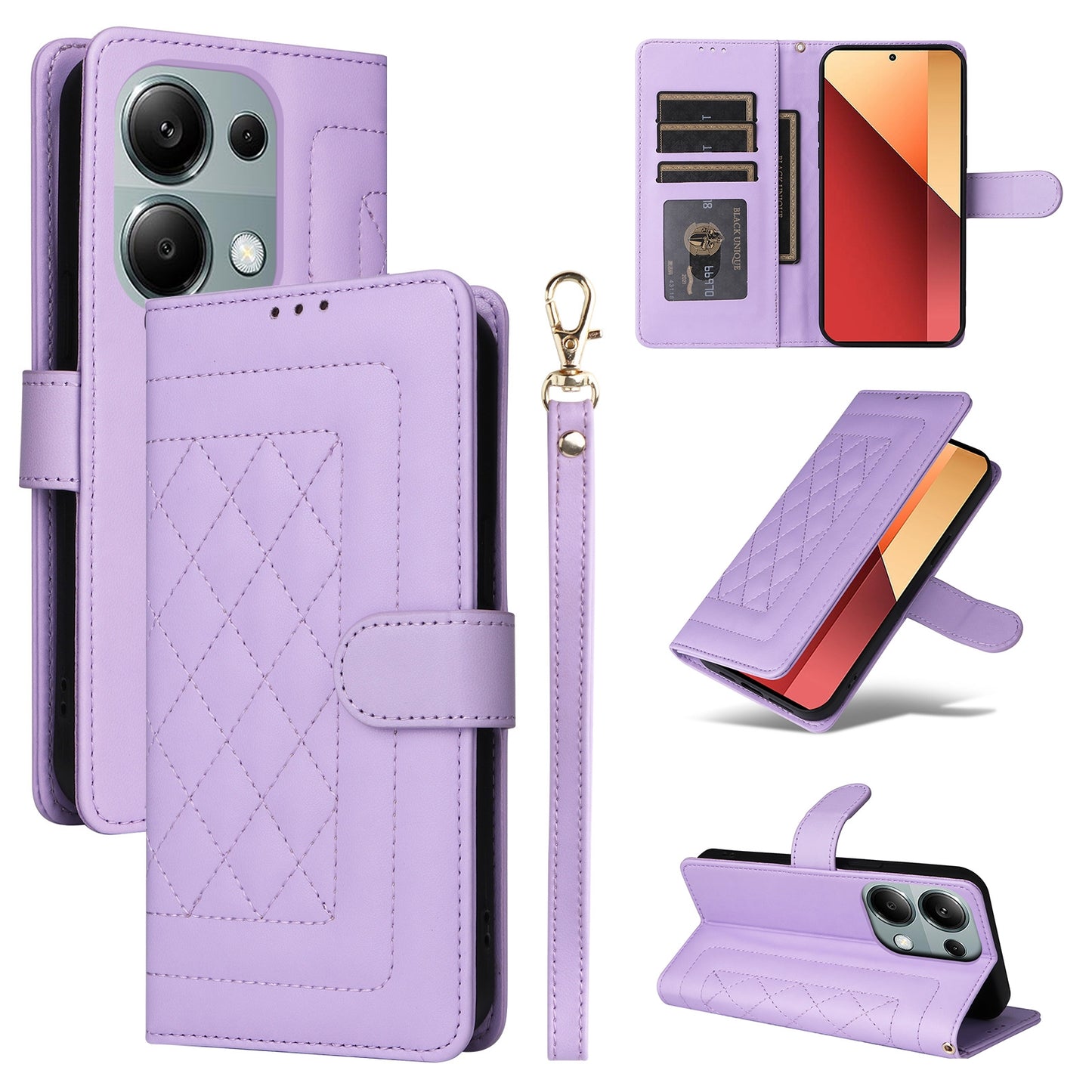 Xiaomi Redmi Note 13 Pro 4G Diamond Lattice Leather Flip Phone Case - Durable and Convenient Holder with Precision Cutouts