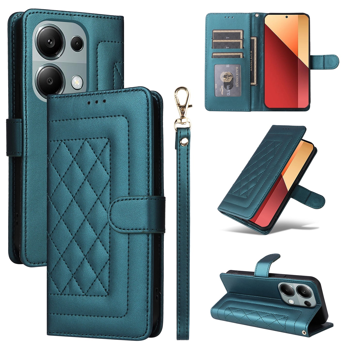 Xiaomi Redmi Note 13 Pro 4G Diamond Lattice Leather Flip Phone Case - Durable and Convenient Holder with Precision Cutouts