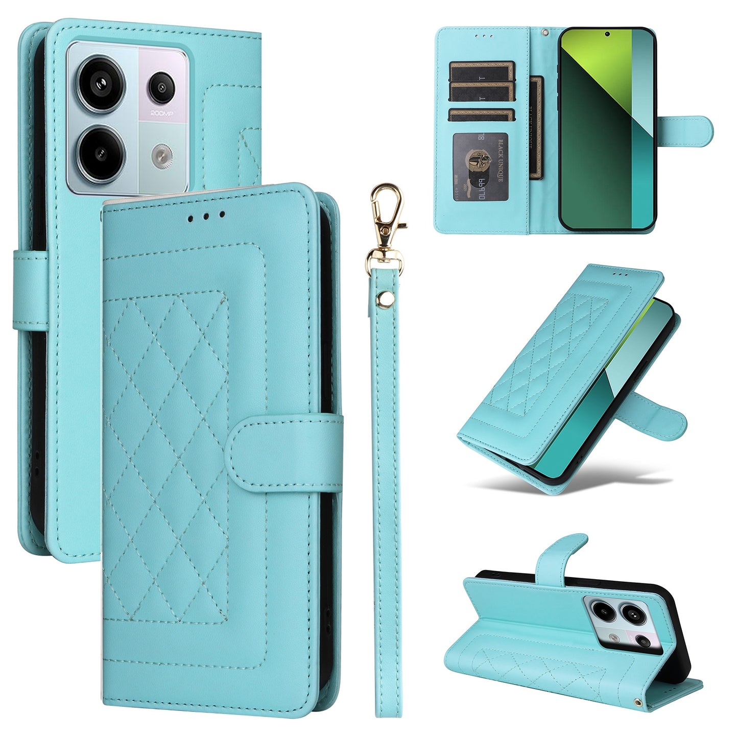 Xiaomi Redmi Note 13 Pro 5G Diamond Lattice Leather Flip Phone Case - Durable and Convenient Holder with Precision Cutouts