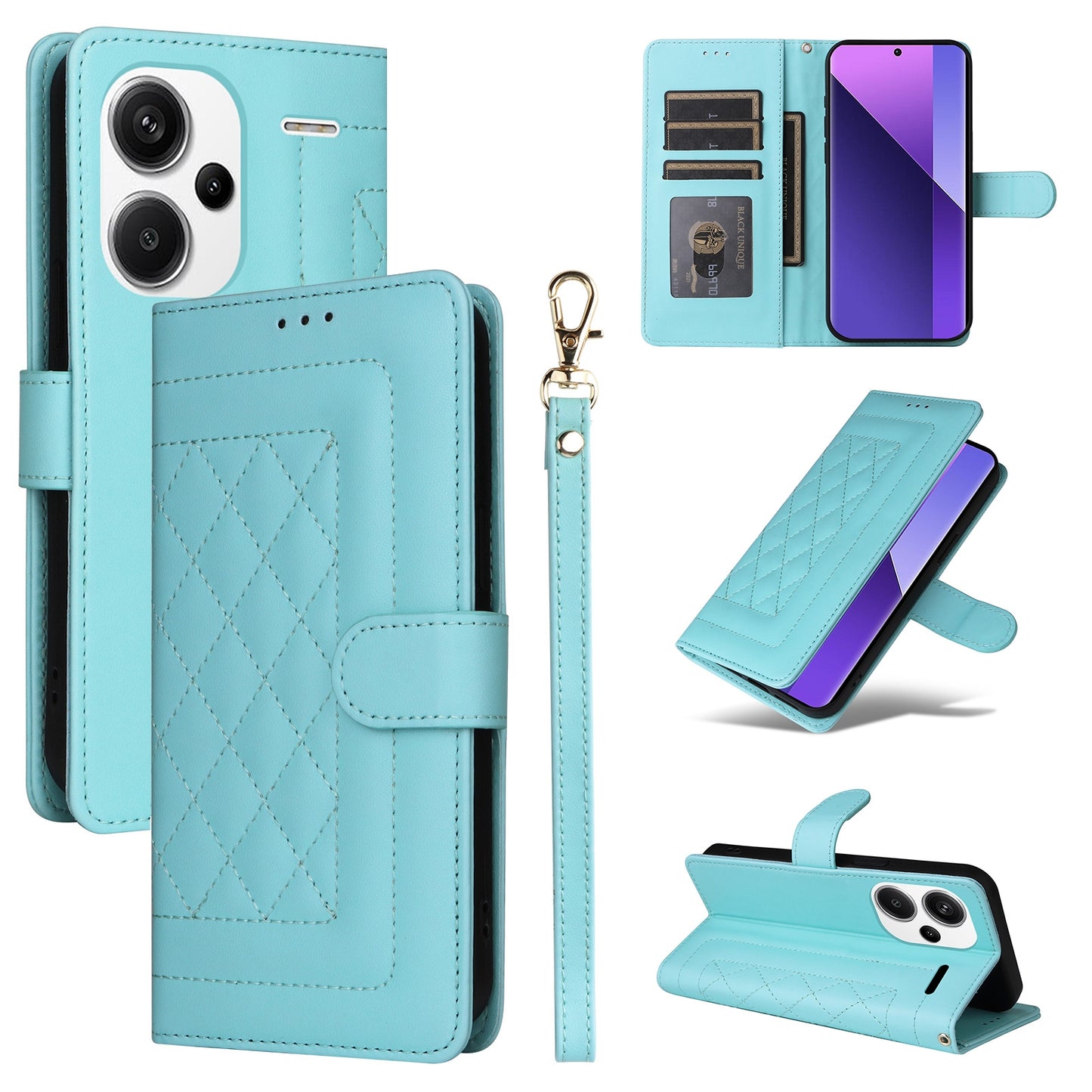 Xiaomi Redmi Note 13 Pro+ 5G Diamond Lattice Leather Flip Phone Case - Durable and Convenient Holder with Precision Cutouts
