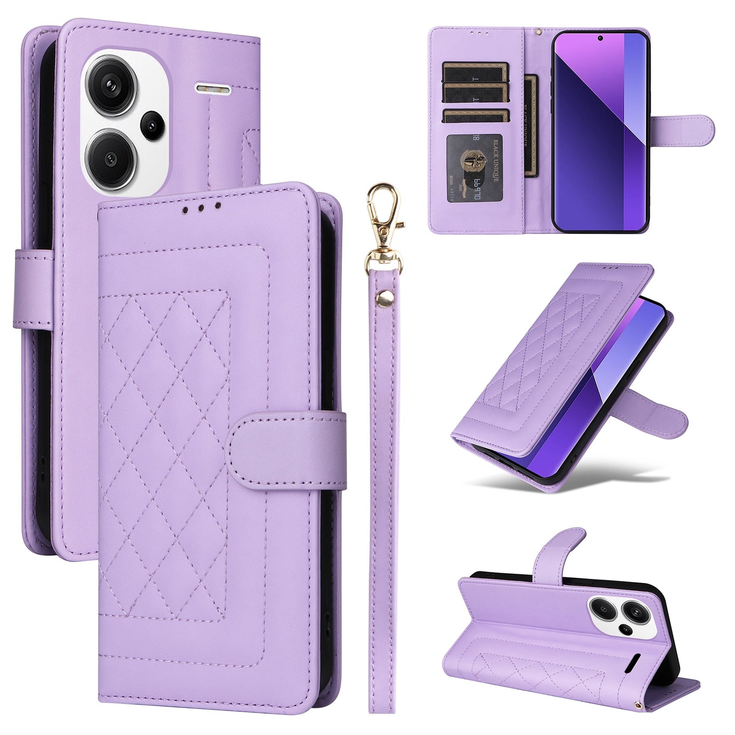 Xiaomi Redmi Note 13 Pro+ 5G Diamond Lattice Leather Flip Phone Case - Durable and Convenient Holder with Precision Cutouts