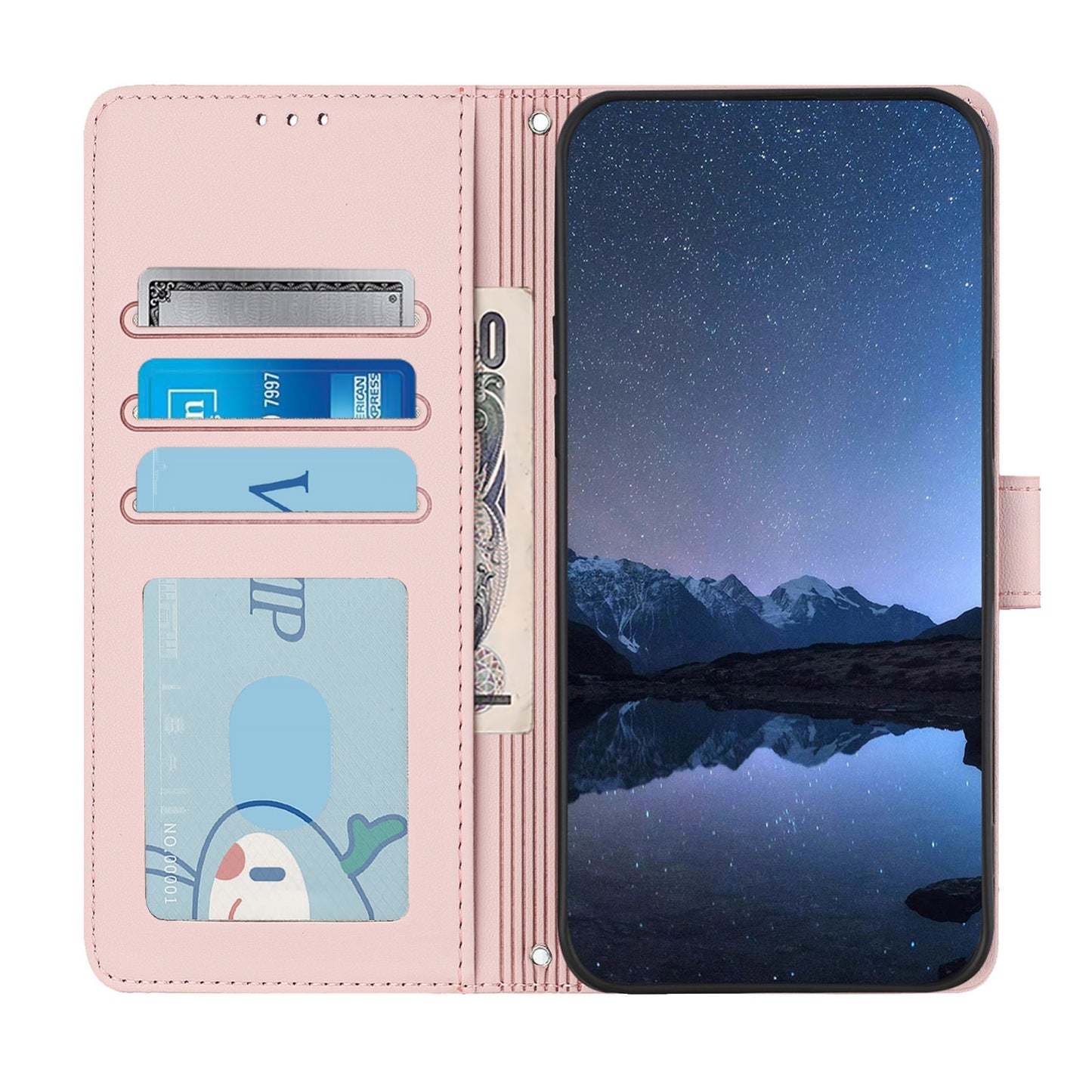 For OPPO A32 2020 4G Cat and Rat Embossed Pattern, RFID Leather Phone Case with Lanyard, Kickstand, and Wallet Features