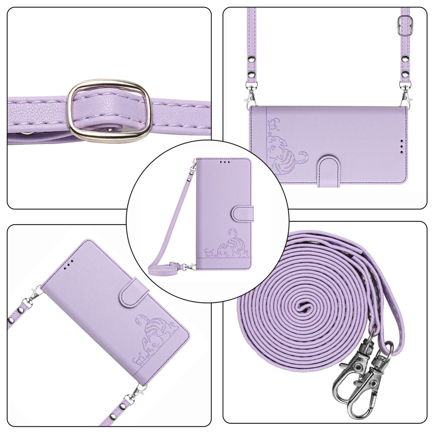 For vivo X100 Pro 5G Cat and Rat Embossed Pattern, RFID Leather Phone Case with Lanyard, Kickstand, and Wallet Features