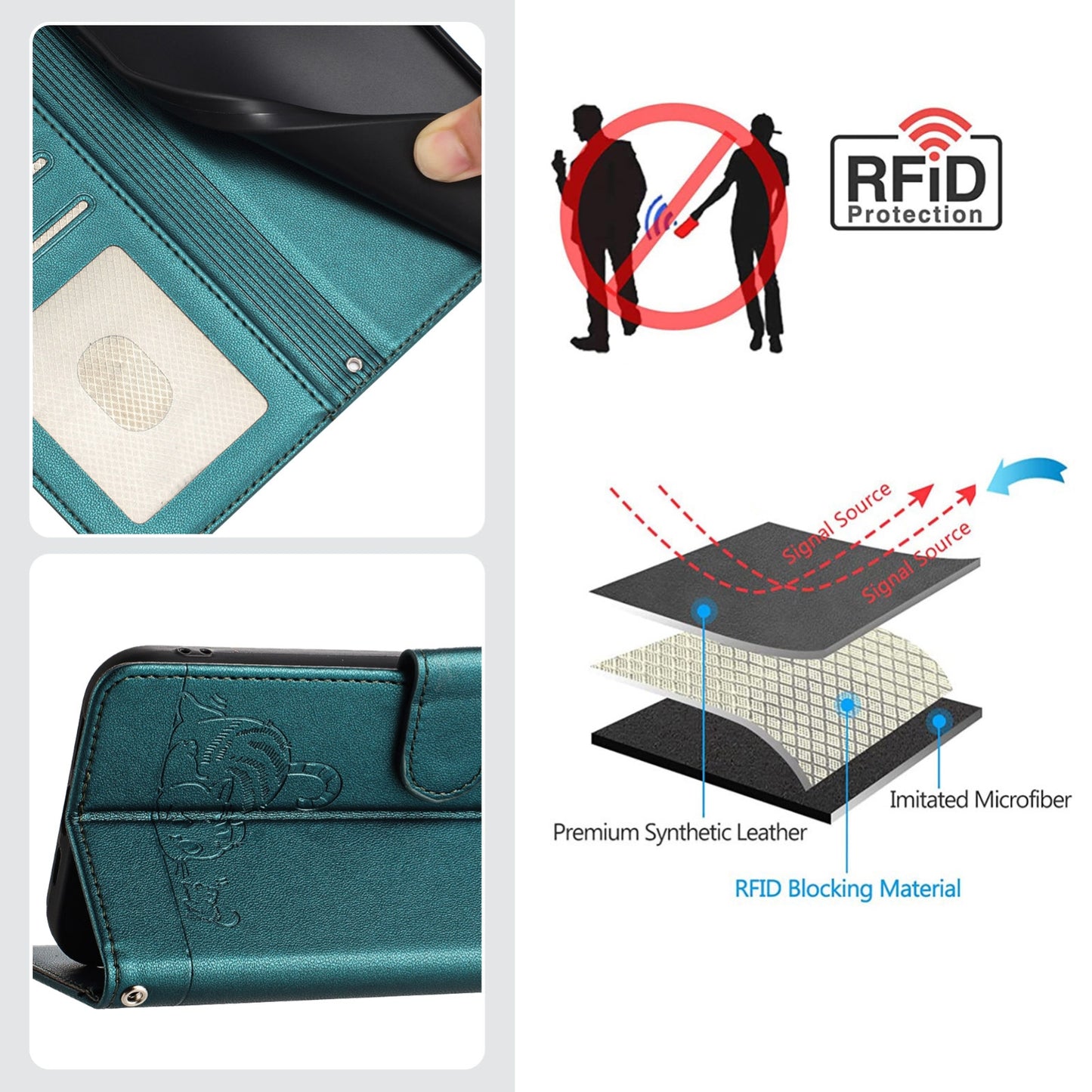 For Samsung Galaxy M10 EU Version Cat and Rat Embossed Pattern, RFID Leather Phone Case with Lanyard, Kickstand, and Wallet Features