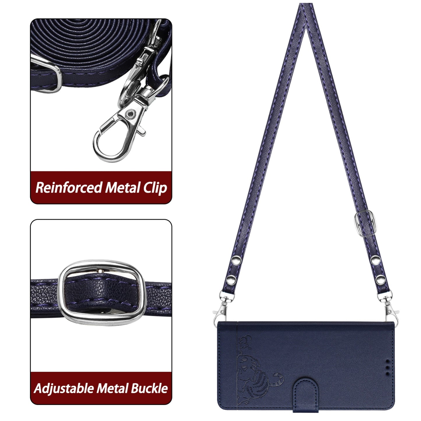 For Samsung Galaxy M10 EU Version Cat and Rat Embossed Pattern, RFID Leather Phone Case with Lanyard, Kickstand, and Wallet Features