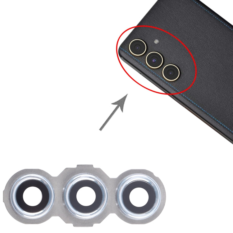Original Rear Camera Lens Cover (Silver) for Samsung Galaxy C55 SM-C556 - 10pcs Replacement Set