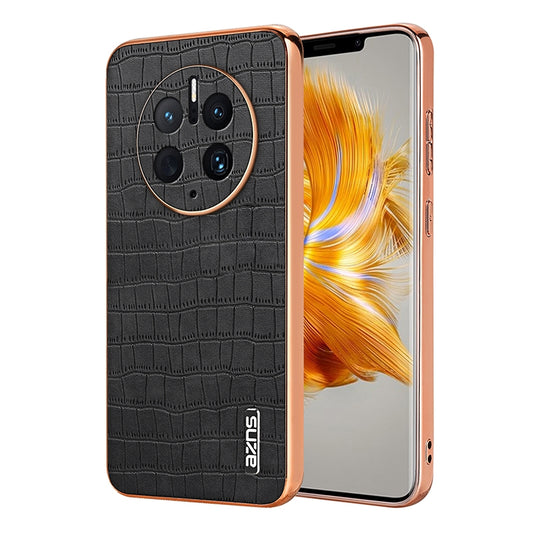 Huawei Mate 50 Pro Luxury Case - Electroplated Frame, Crocodile Texture Leather, Full Coverage Protection, Anti-Fingerprint & Shockproof